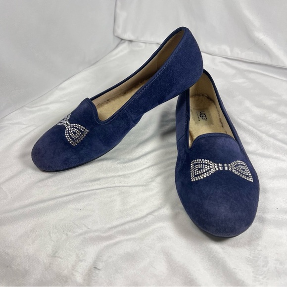 Ugg Alloway Crystal Bow Ballet Flats Sz 9.5 - Picture 2 of 9
